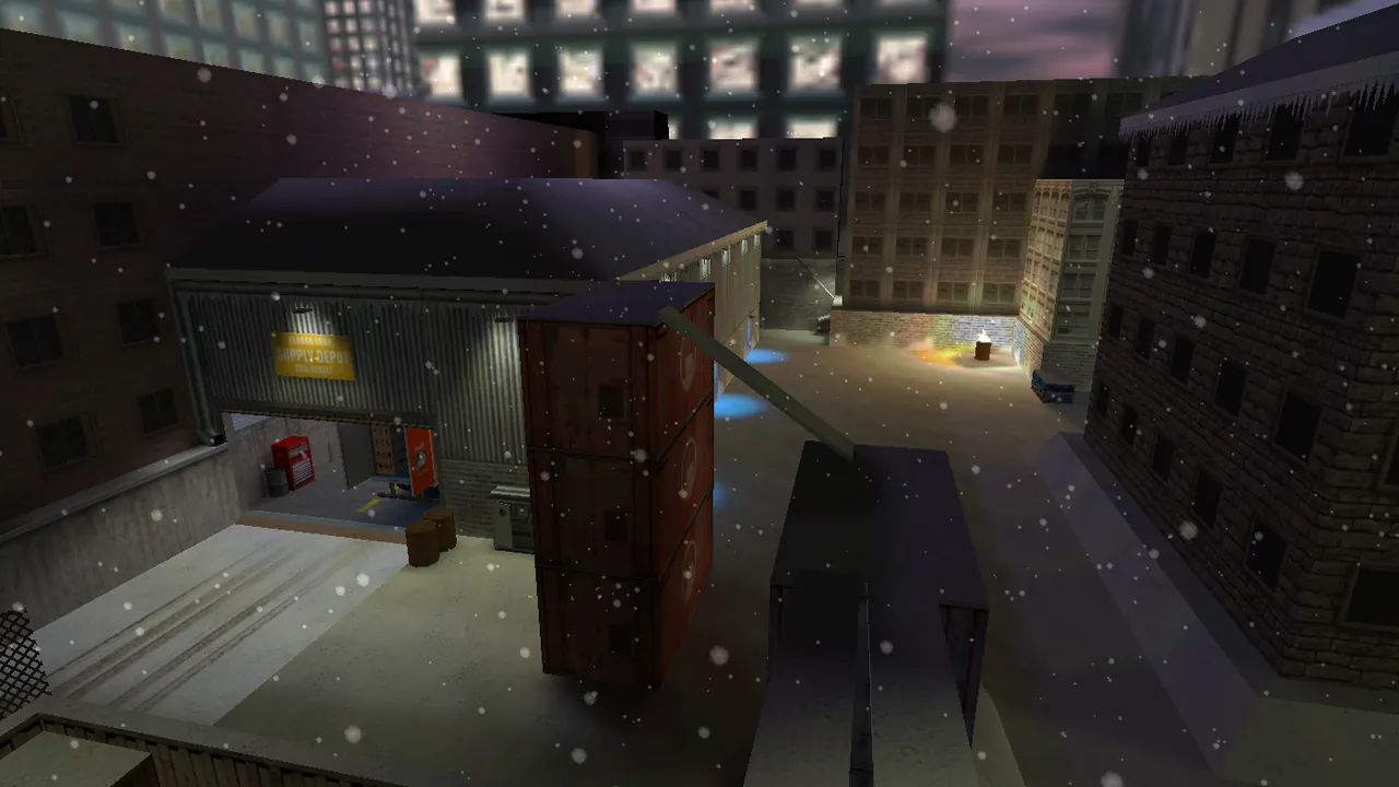 cs_assault_christmas2021: заснеженный двор ночью